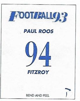 1993 Select AFL Stickers #94 Paul Roos Back